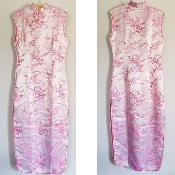 Satin Sakura Cheongsam Dress (S/M) - Picture 3 of 3